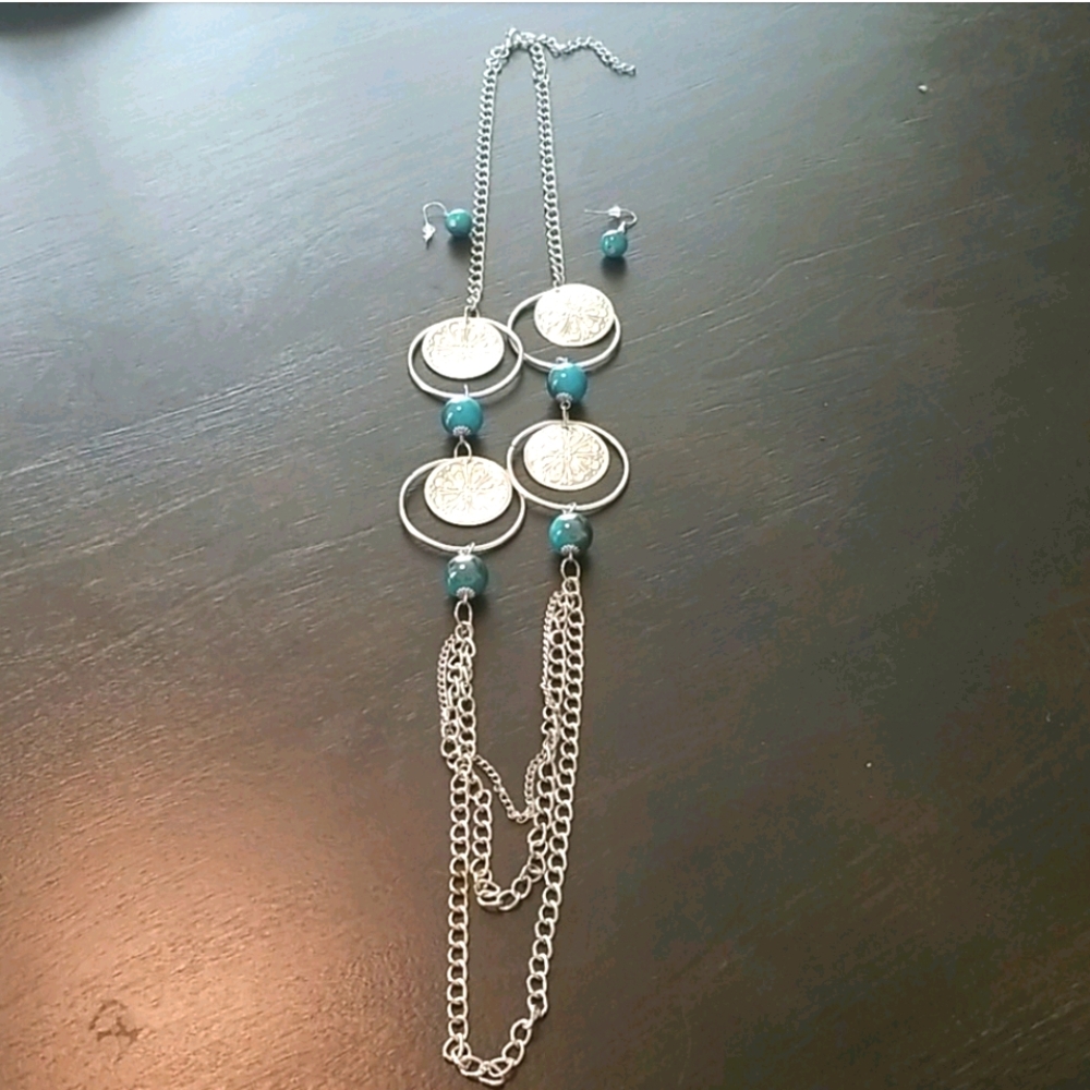 Silver Necklace & Earrings Set